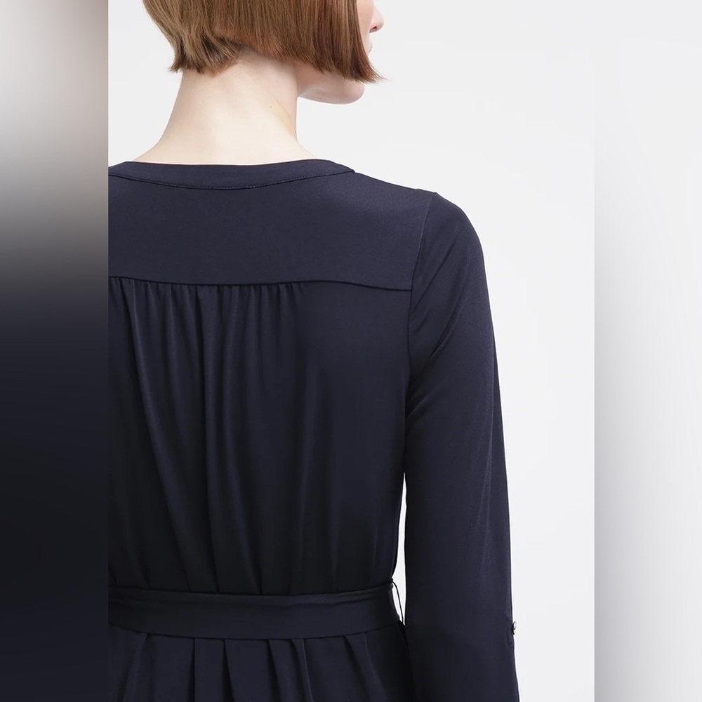 Michael Kors Shirt Dress, Navy/Gold trim, Size L - Picture 6 of 15